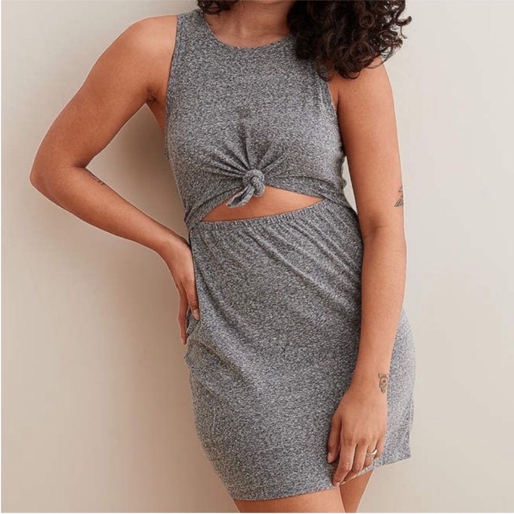 Aerie Gray mini cut out peek-a-boo dress
